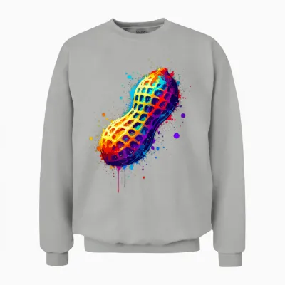 Colorful Splash Art Peanut Peanuts T-Shirt, Black, S Unisex Sweatshirt - Ash