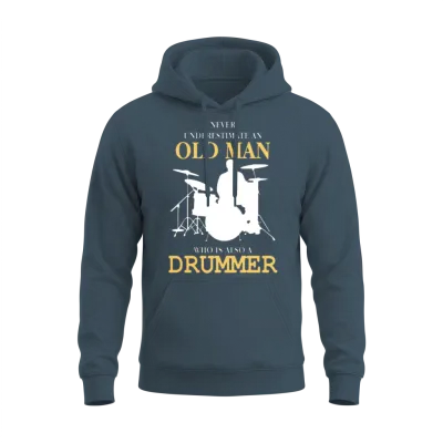 Old Man Drummer Unisex Hoodie - Dark Heather
