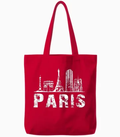Paris France - National Day - Souvenirs De Paris T-Shirt, Black, S Tote Bags - Red