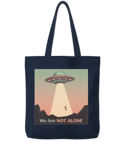 Retro Ufo Encounter Tote Bags - Navy