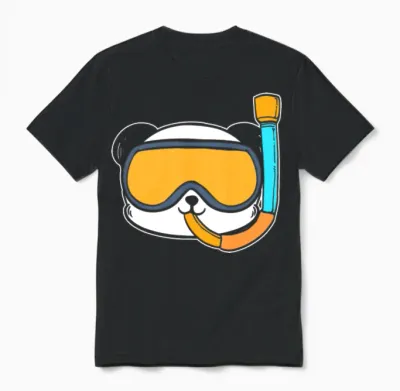 Panda Snorkel Diver Gift Unisex T-Shirt - Black