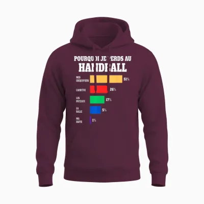 Jersey Handball Loser Humour Player Handball T-Shirt, Black, S Unisex Hoodie - Maroon