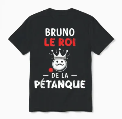 Personalised Gift Man Name Bruno Petanque Humour T-Shirt, Black, S Unisex T-Shirt - Black