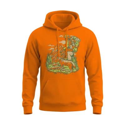 Hiking with Dog Unisex Hoodie - Safety Orange