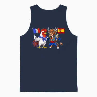 Flag France Spain French Roots Spanish Heritage Unisex Tank Top - Navy