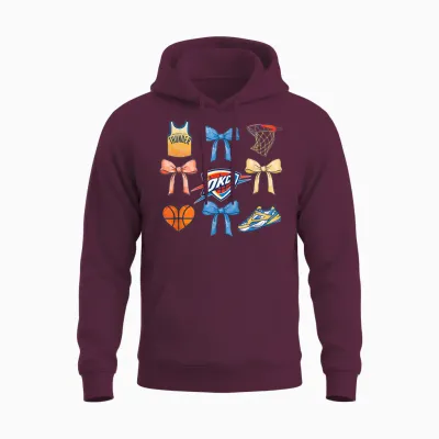 Nba Oklahoma City Thunder Bow Grid Unisex Hoodie - Maroon