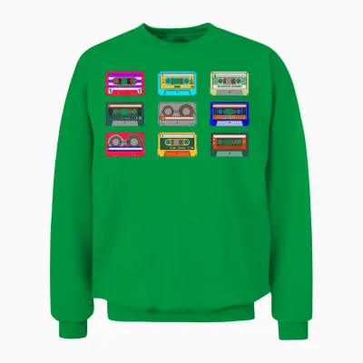 Retro Colorful Cassettes Unisex Sweatshirt - Irish Green