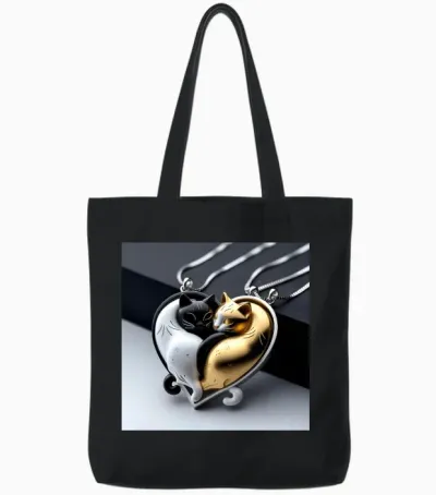 Pendentif Chat En Argent Chat Tote Bags - Black