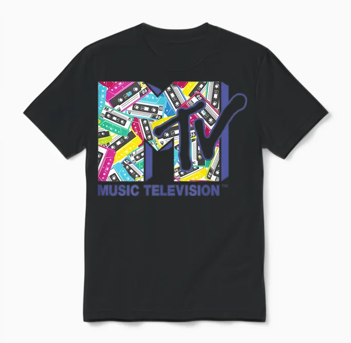 Das Offizielle Mtv-Logo Mit Den Klassischen 80er-Jahre-Bändern. Unisex T-Shirt in Black