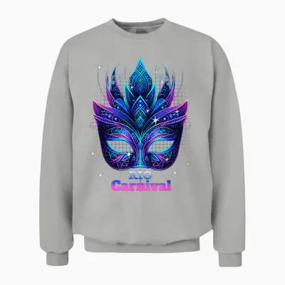 Carnival Mask Rio De Janeiro Circus Brazil Circus Rio De Janeiro T-Shirt, Black, S Unisex Sweatshirt - Ash