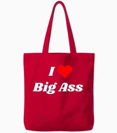 I Love Big Ass with a Red Heart Tote Bags - Red