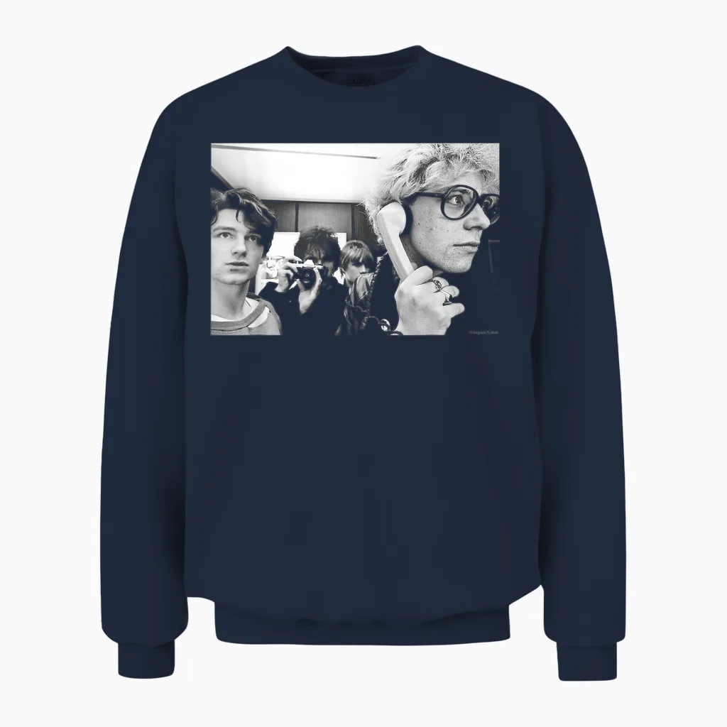 U2 Band Phone Photo 1980 of Virginia Turbett T-Shirt, Black Unisex Sweatshirt in Navy