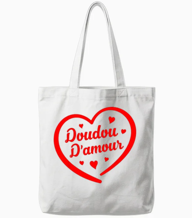 Doudou D'amour Cute and Humorous Valentine's Day Tote Bags in White