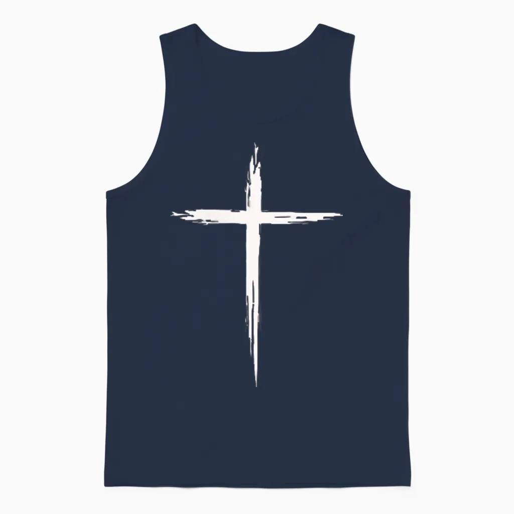 Cross Jesus Christ Cross Christian Man Woman T-Shirt, Black, S Unisex Tank Top in Navy