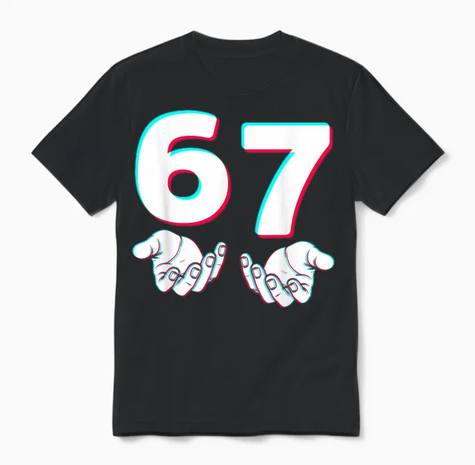 67 Gen Alpha Six Seven Italian 6 7 Brainrot Player Meme Unisex T-Shirt in Black