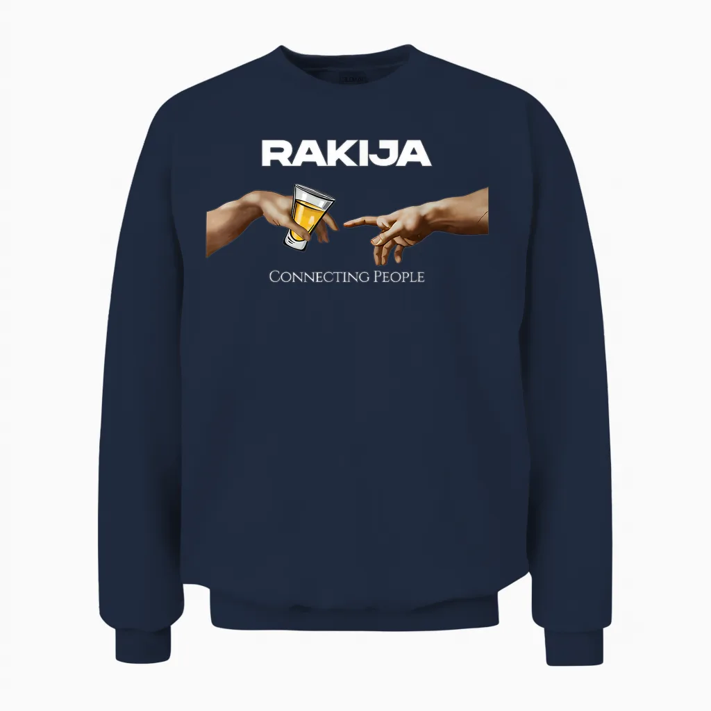 Rakija Connecting People Unisex Sweatshirt in Navy