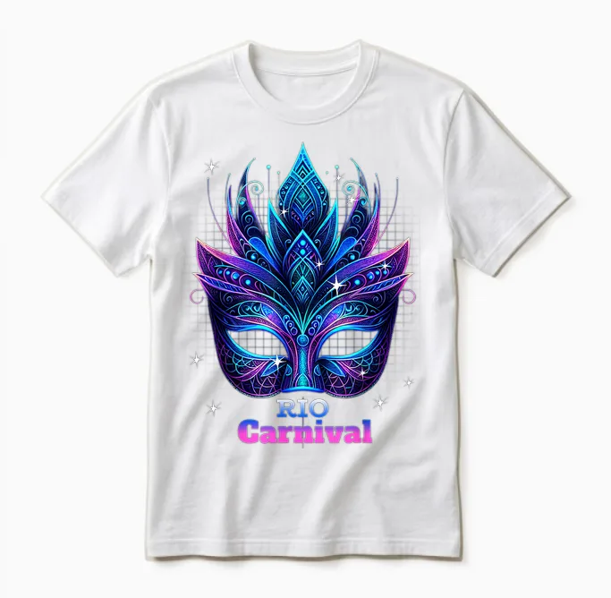 Carnival Mask Rio De Janeiro Circus Brazil Circus Rio De Janeiro T-Shirt, Black, S Unisex T-Shirt in White