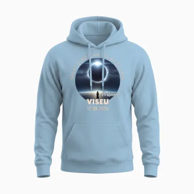 Viseu, Portugal Great European Solar Eclipse 2026 Manche Longue Unisex Hoodie - Light Blue