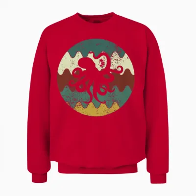Octopus Retro Unisex Sweatshirt - Red