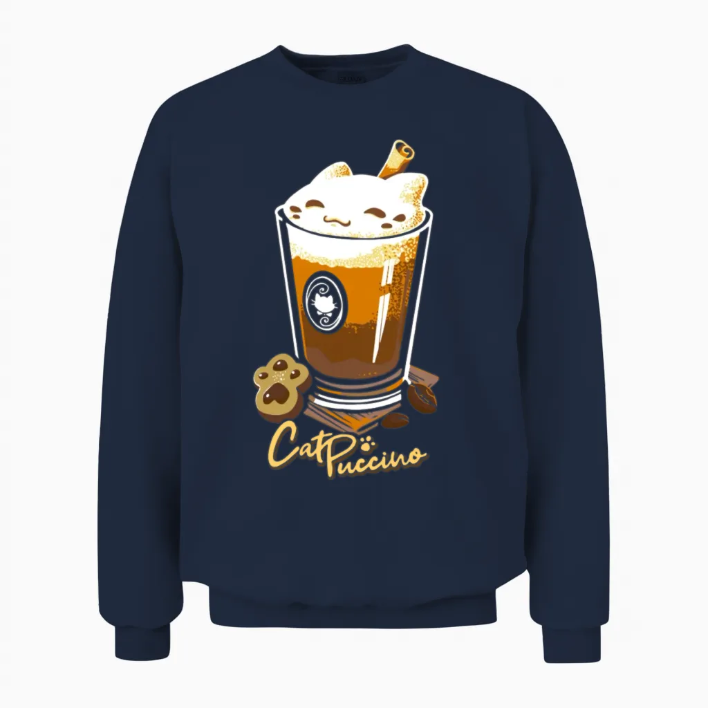 Funny Cat Cappuccino - Lovers Unisex Sweatshirt in Navy