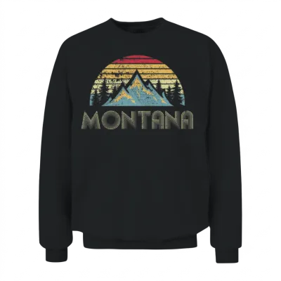 Montana Mountains Camping Hiking Unisex Sweatshirt - Black