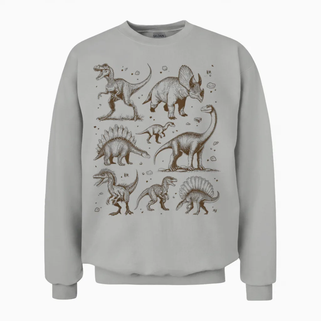 Dinosaur Paleontology Science Biology T-Rex Vintage Graphic T-Shirt, Grey, S Unisex Sweatshirt in Ash