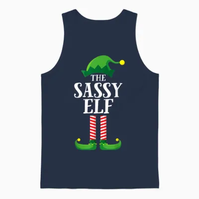 Sassy Elf Matching Family Group Christmas Party Pyjamas Unisex Tank Top - Navy