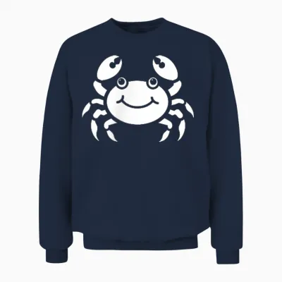 Humor Animals Crabs Minimalist Simple Crab T-Shirt, Black, S Unisex Sweatshirt - Navy