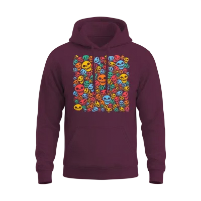 Smiling Funny Skulls Unisex Hoodie - Maroon