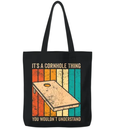 Funny Cornhole Tote Bags - Black