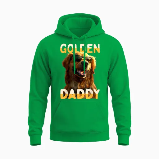 Golden Daddy Dad Father's Day Dad Golden Retriever Dad Unisex Hoodie - Irish Green
