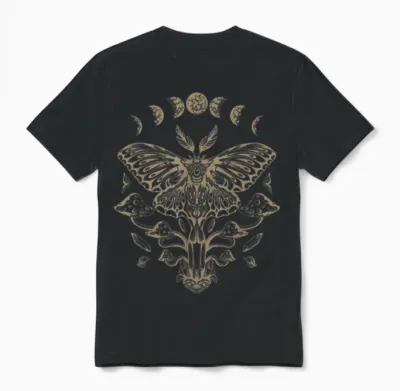 Butterfly Grunge Fairycore Aesthetic Luna Moth Mushrooms Y2k Unisex T-Shirt - Black