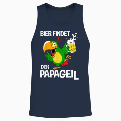 Men's Funny Father's Day T-Shirt with German Text "bier Findet Der Parrot", Black, S Unisex Tank Top - Navy