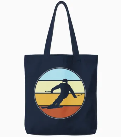 Ski Retro Tote Bags - Navy