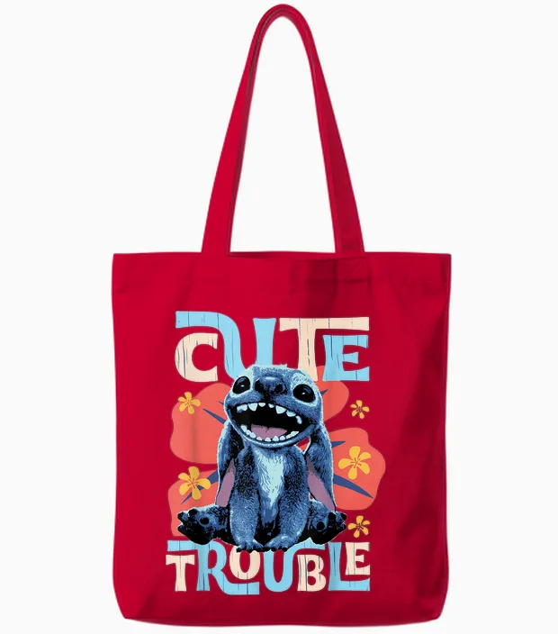 Disney Lilo & Stitch Live-Action Movie Cute Trouble Stitch Tote Bags in Red