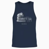 Rome Colosseum Vintage Skyline Italy Fan Love Roma Unisex Tank Top in Navy - 2