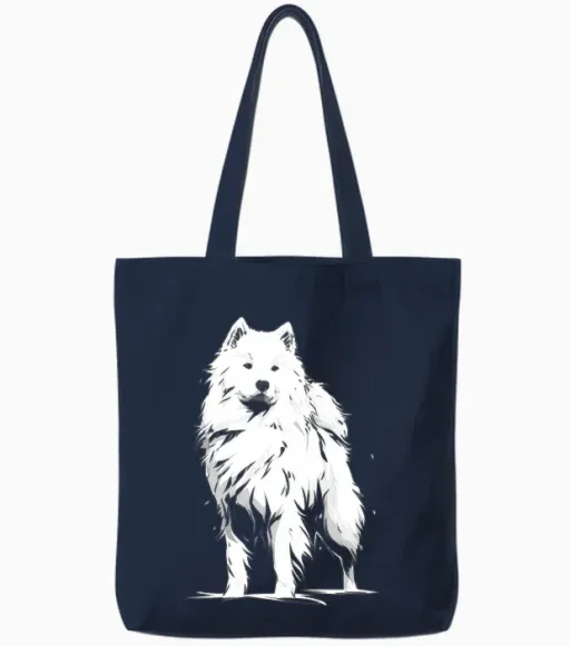 Motif Chien Samoyède Manche Longue Tote Bags in Navy