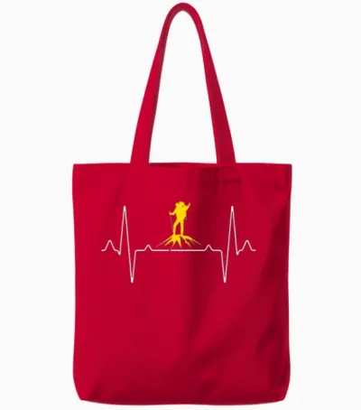 Hiking Heartbeat Tote Bags - Red