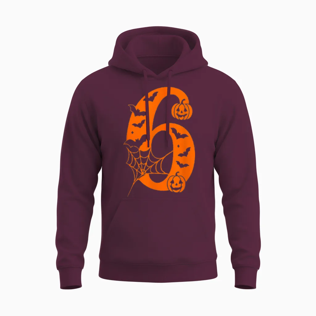 Number 6 Funny Meme Saying 6 7 Six Seven Halloween Costume Unisex Hoodie in Maroon