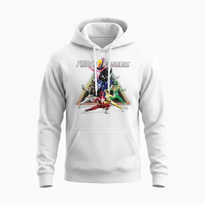 Power Rangers Triangle Group Shot Unisex Hoodie - White