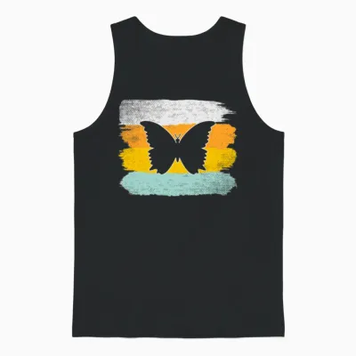 Butterfly Retro Unisex Tank Top - Black