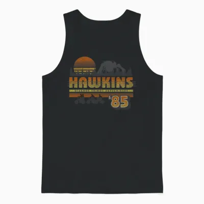 Netflix Stranger Things Hawkins Strange Things 85 Retro Unisex Tank Top - Black