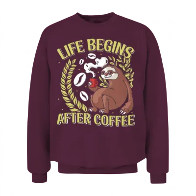 Office Colleague Life Begins After Coffee Unisex Sweatshirt - Maroon