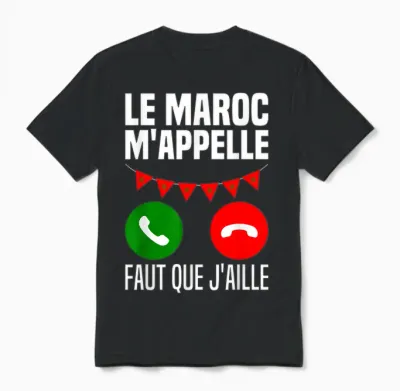 Morocco Calls Me Je Peux Pas Je Me Barre Au Maroc Flag T-Shirt, Black, S Unisex T-Shirt - Black