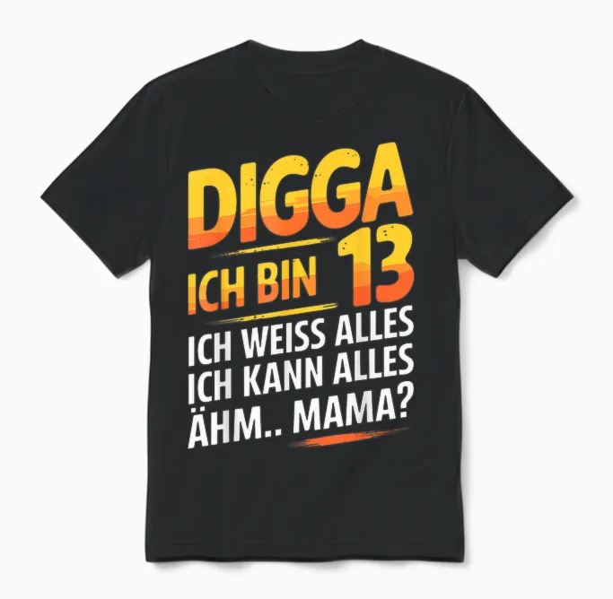 13th Birthday Boy Girl 13 Years 2012 Funny Gift T-Shirt, Black Unisex T-Shirt in Black