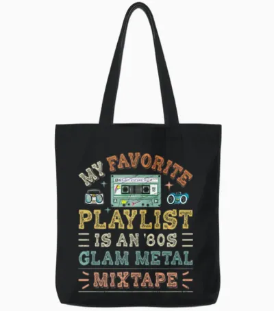 Old School Music Tote Bags - Black