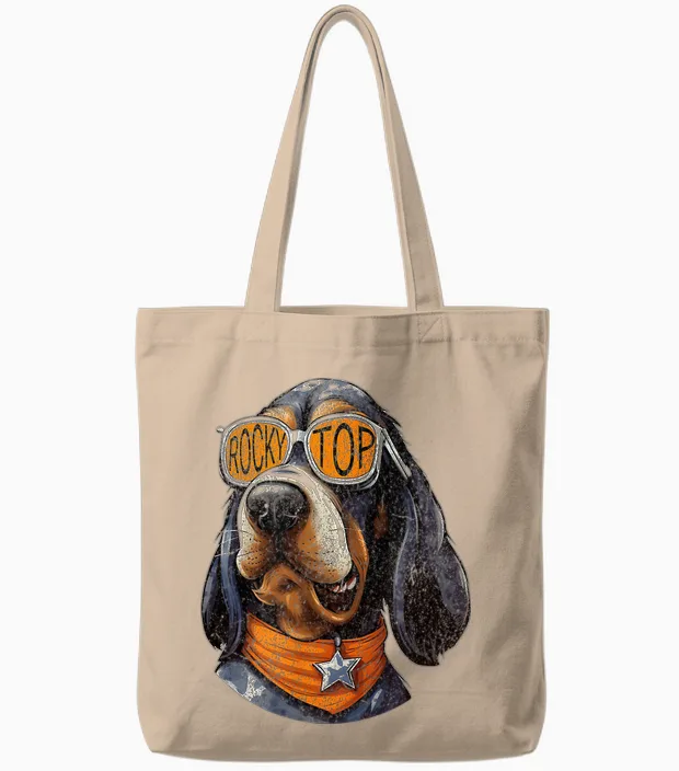 Tennessee Dog Sport Lovers Coonhound Fan Rocky Top Tn Tote Bags in Natural