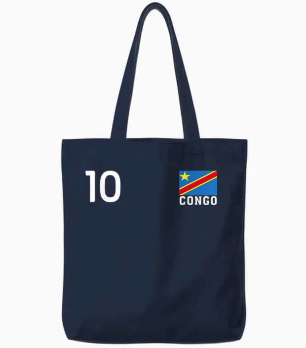 Drapeau National Congo Numéro 10 Country Pride Heritage Tote Bags in Navy