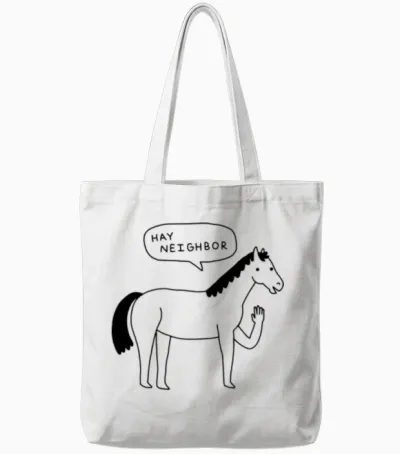 Hi Horse Tote Bags - White