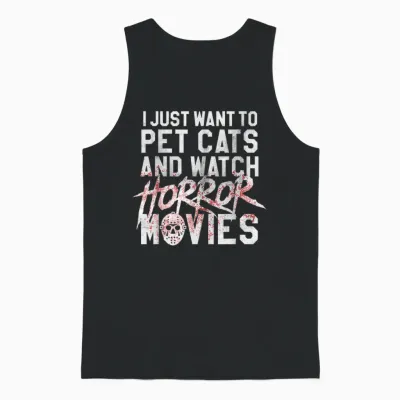 Funny Horror Movie Fan - Halloween Cat Lover Gift Men Women Unisex Tank Top - Black